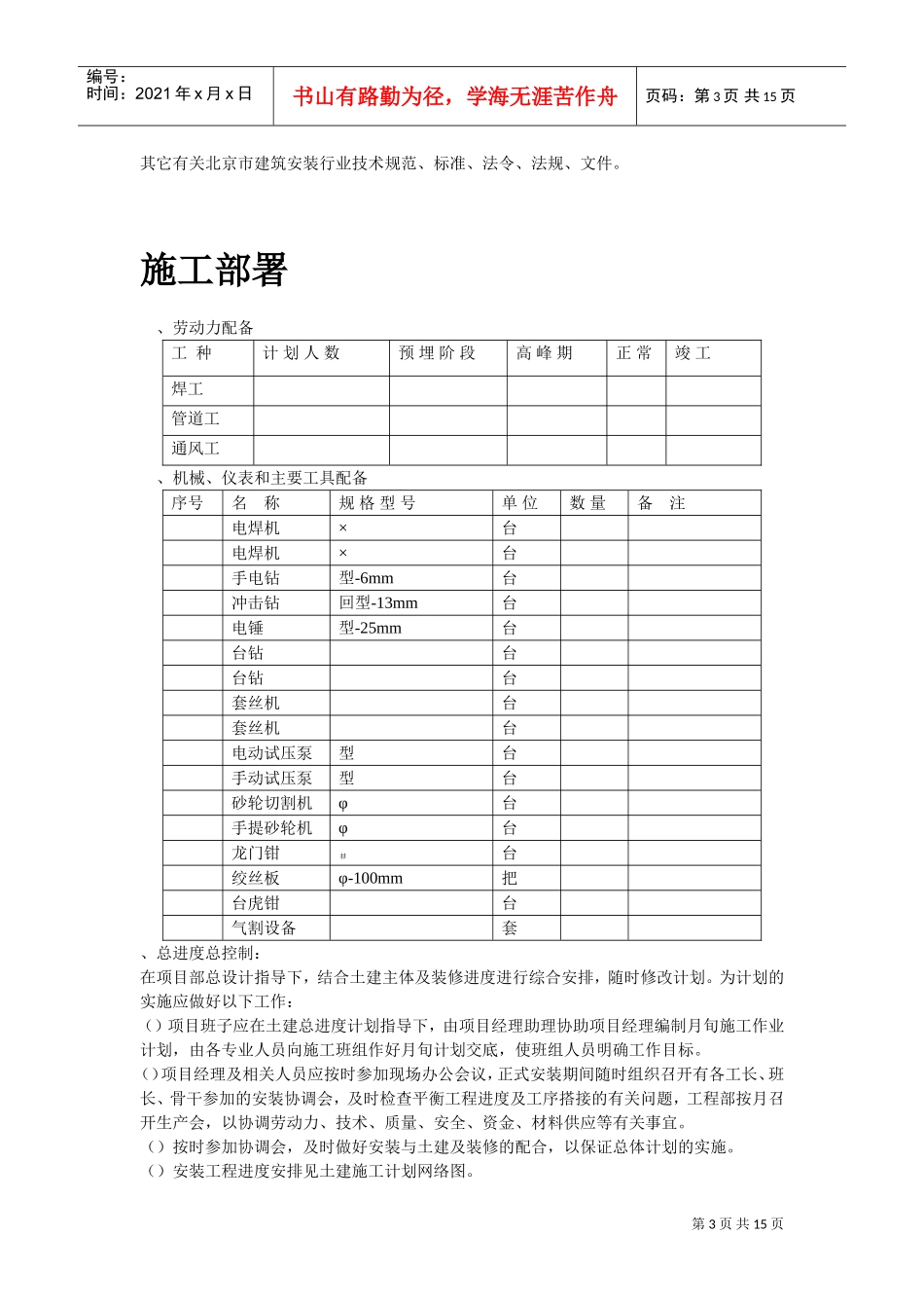 暖通工程施工组织设计方案(DOC15页)_第3页
