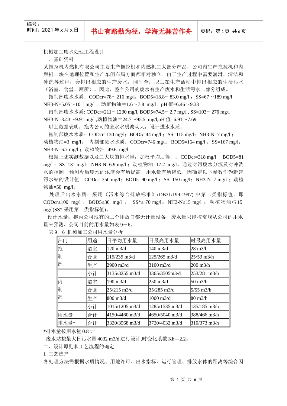 机械加工废水处理工程设计_第1页