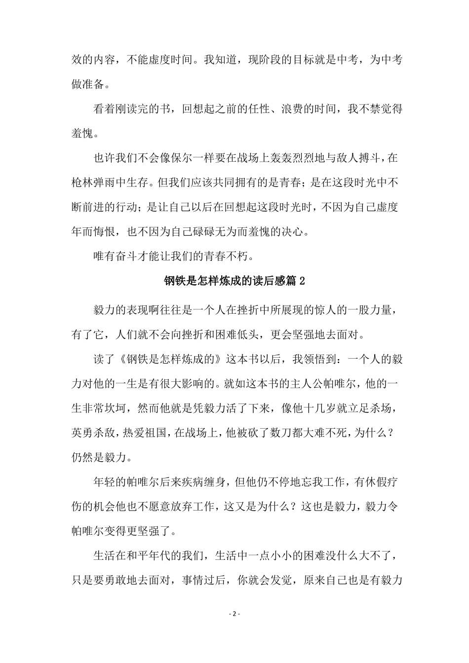 钢铁是怎样炼成的读后感通用27篇_第2页