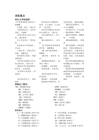 本人呕血整理的西医诊断学重点以及临床上用到的药物别