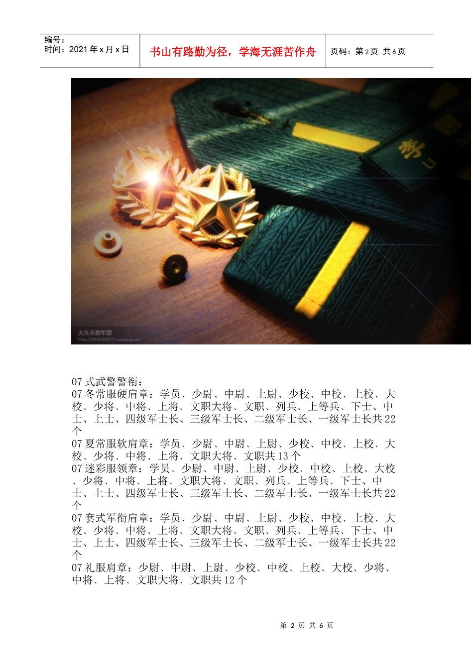 武警服装警衔臂章胸标_第2页