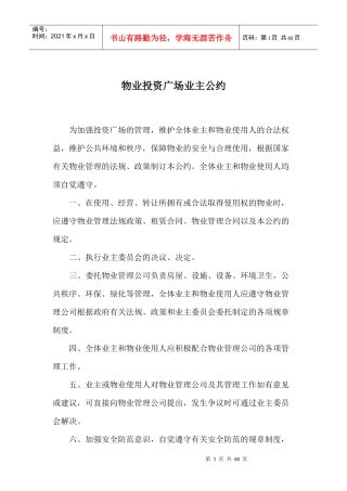物业投资广场业主公约（DOC56页）