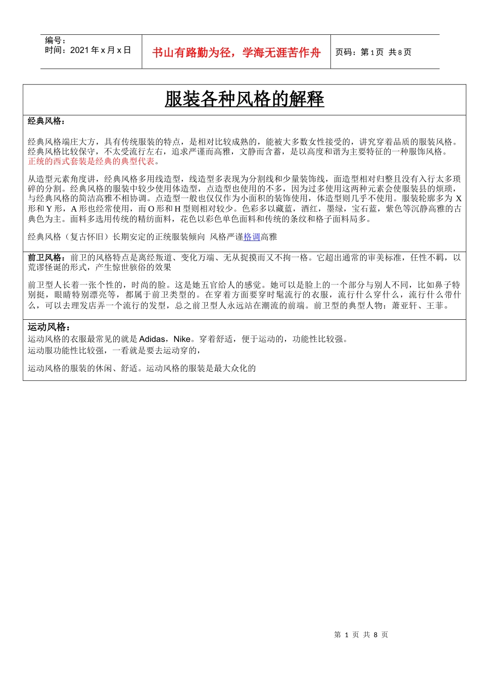 服装各种风格的解释_第1页