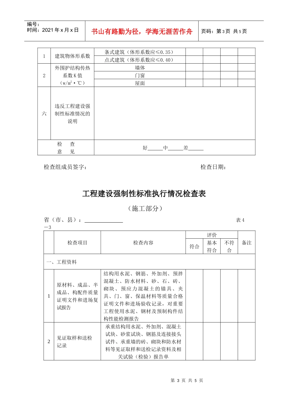 现代工程建设强制性标准执行情况检查表_第3页