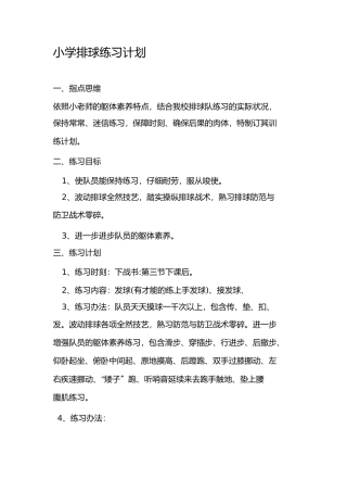 小学排球训练计划