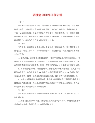 班委会年工作计划 