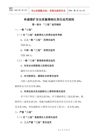 林盛煤矿安全质量精细化考核细则1