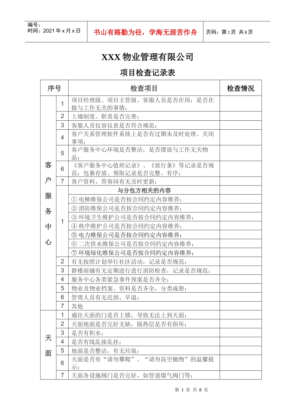 物业公司项目整改检查表_第1页