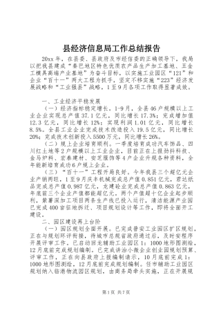 县经济信息局工作总结报告