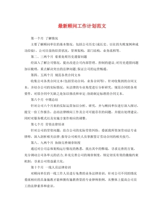 最新顾问工作计划范文 