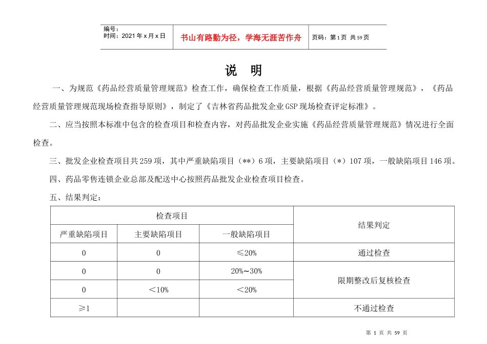 某省药品批发企业GSP现场检查评定标准_第2页