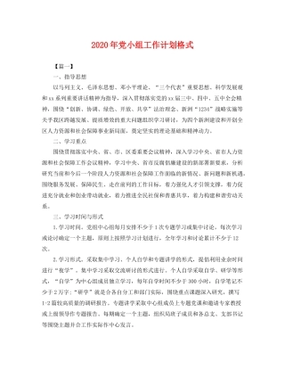 2020年党小组工作计划格式 