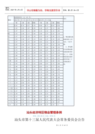 汕头物业收费标准