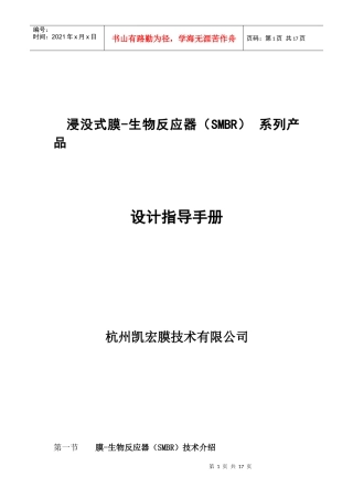 浸没式膜-生物反应器（SMBR）系列产品手册