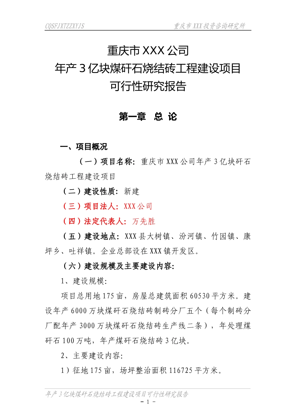 煤矸石烧结砖工程可研报告_第1页