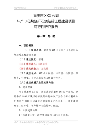 煤矸石烧结砖工程可研报告