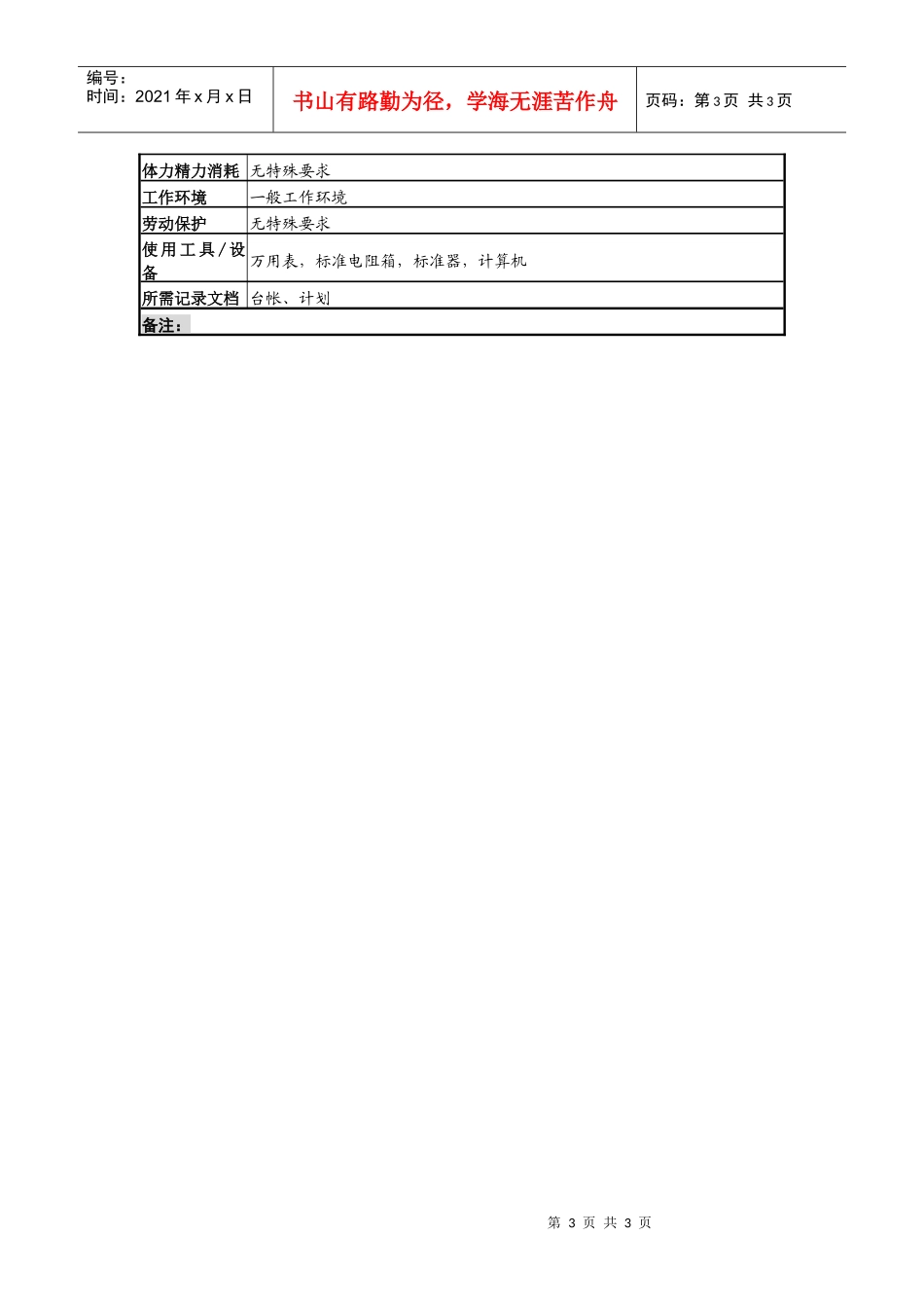 某啤酒企业计量维修c岗岗位说明书._第3页