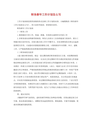 财务新年工作计划怎么写 