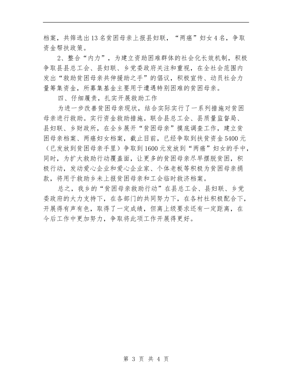 乡“贫困母亲救助行动”工作总结_第3页