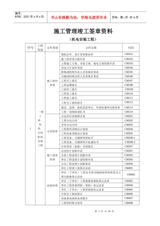 机电安装工程资料表格样本