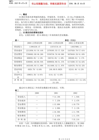 某酒店改建及经营可行性报告