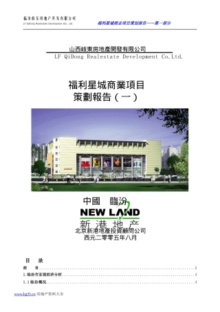 某房地产商业项目全案策划报告