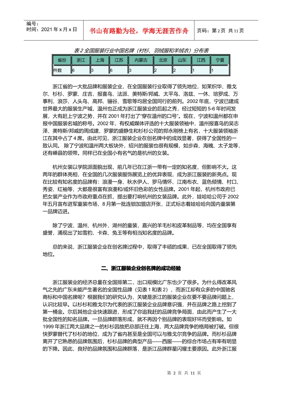 浙江服装企业创名牌--成绩和经验概述_第2页