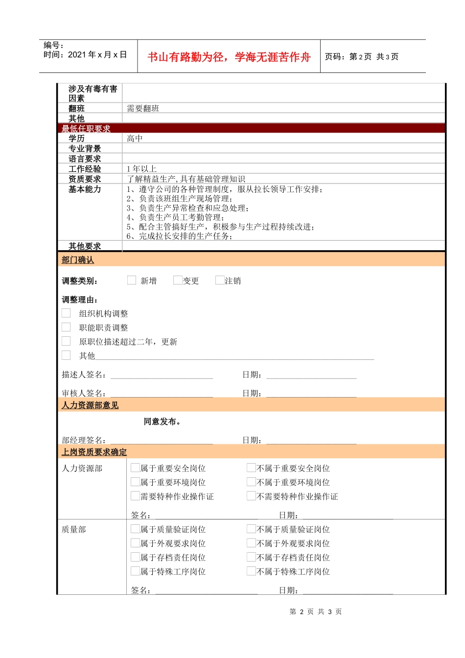 某大型电子公司制造部生产拉助职位说明书_第2页