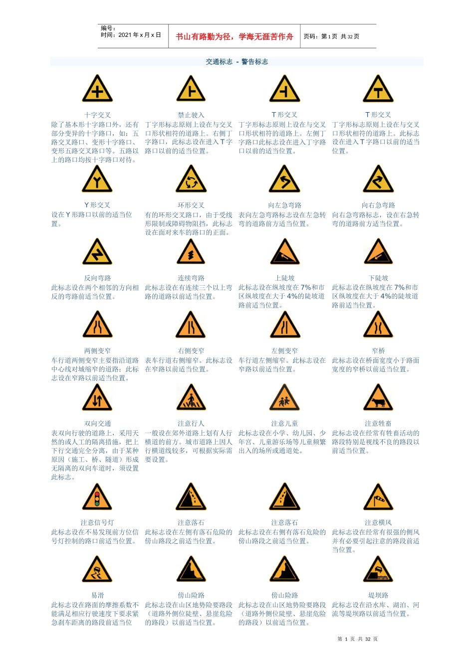 最新交通标志图片大全_第1页