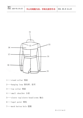 服装部位中英参照翻译