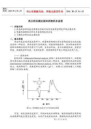 热分析法测定固体药物的多晶型