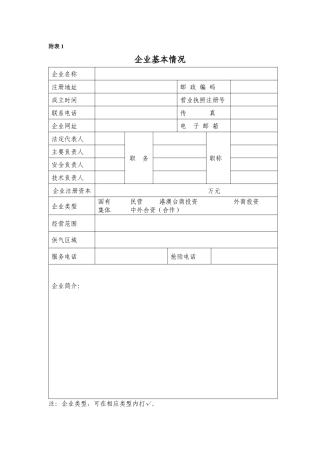 燃气经营许可证换证附表1至5