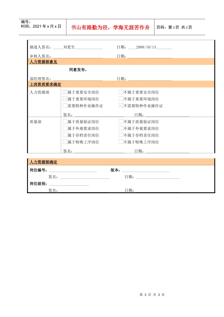 某大型电子公司技术部技术部经理职位说明书_第3页