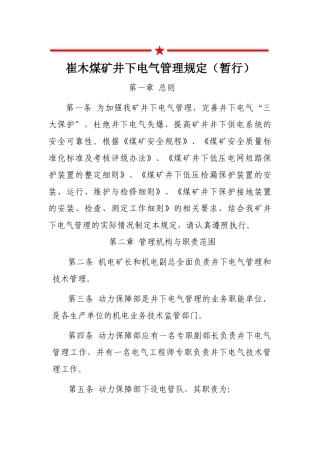 煤矿井下电气管理规定范本