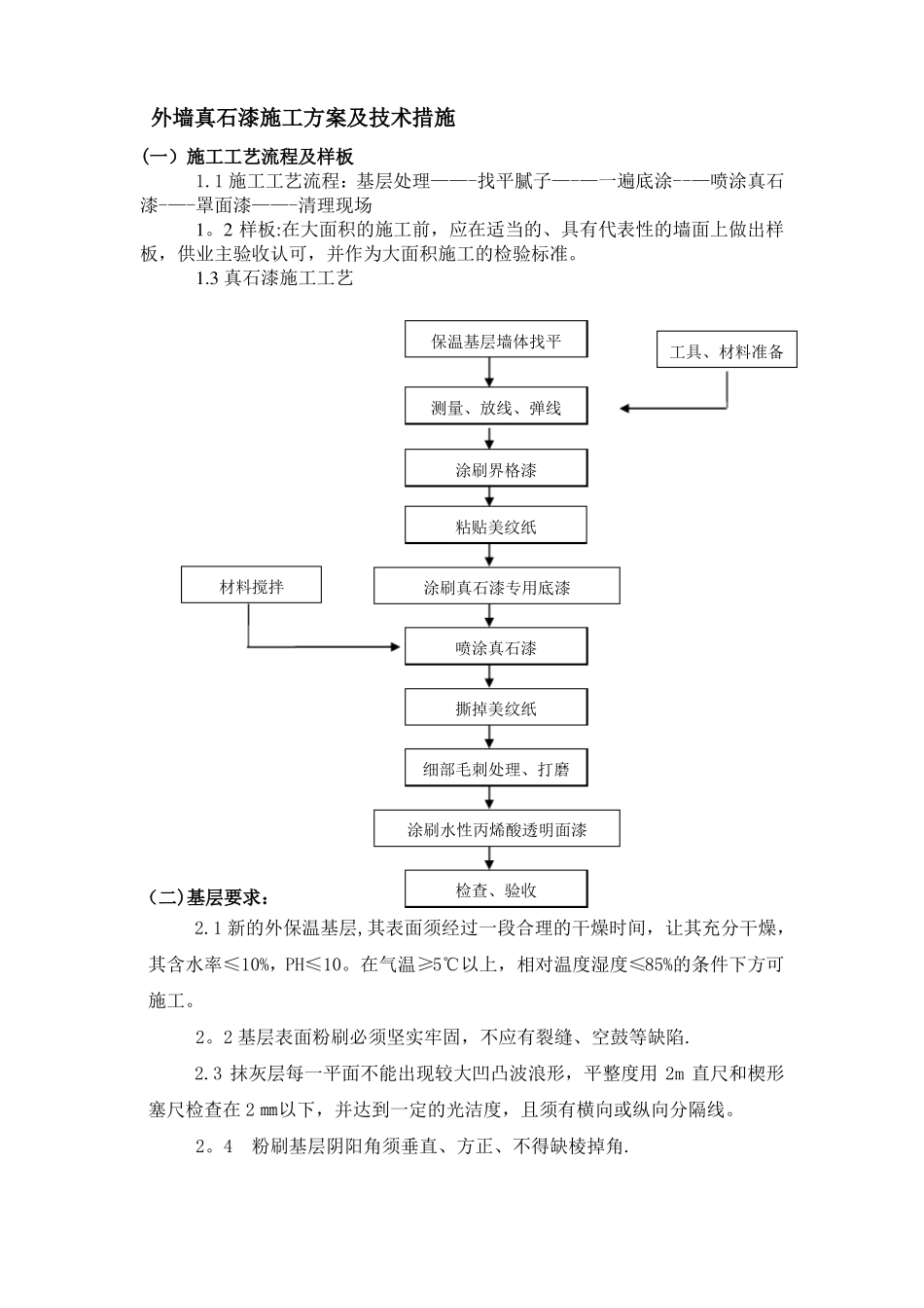 外墙真石漆施工方案及技术措施_第1页