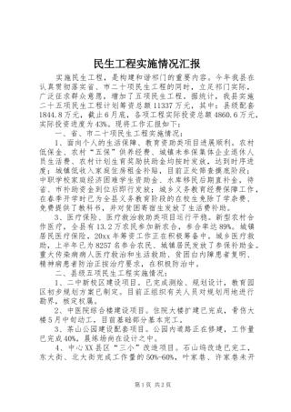 民生工程实施情况汇报