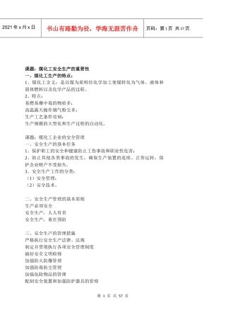 煤化工安全与环保