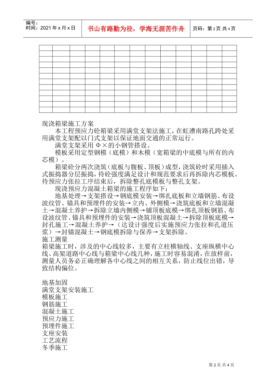 沪闵高架二期工程3标段现浇箱梁施工组织设计方案(DOC5页)_第2页