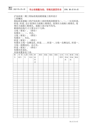 沪闵高架二期工程3标段现浇箱梁施工组织设计方案(DOC5页)