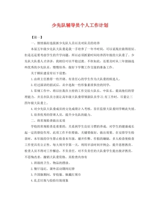 少先队辅导员个人工作计划 