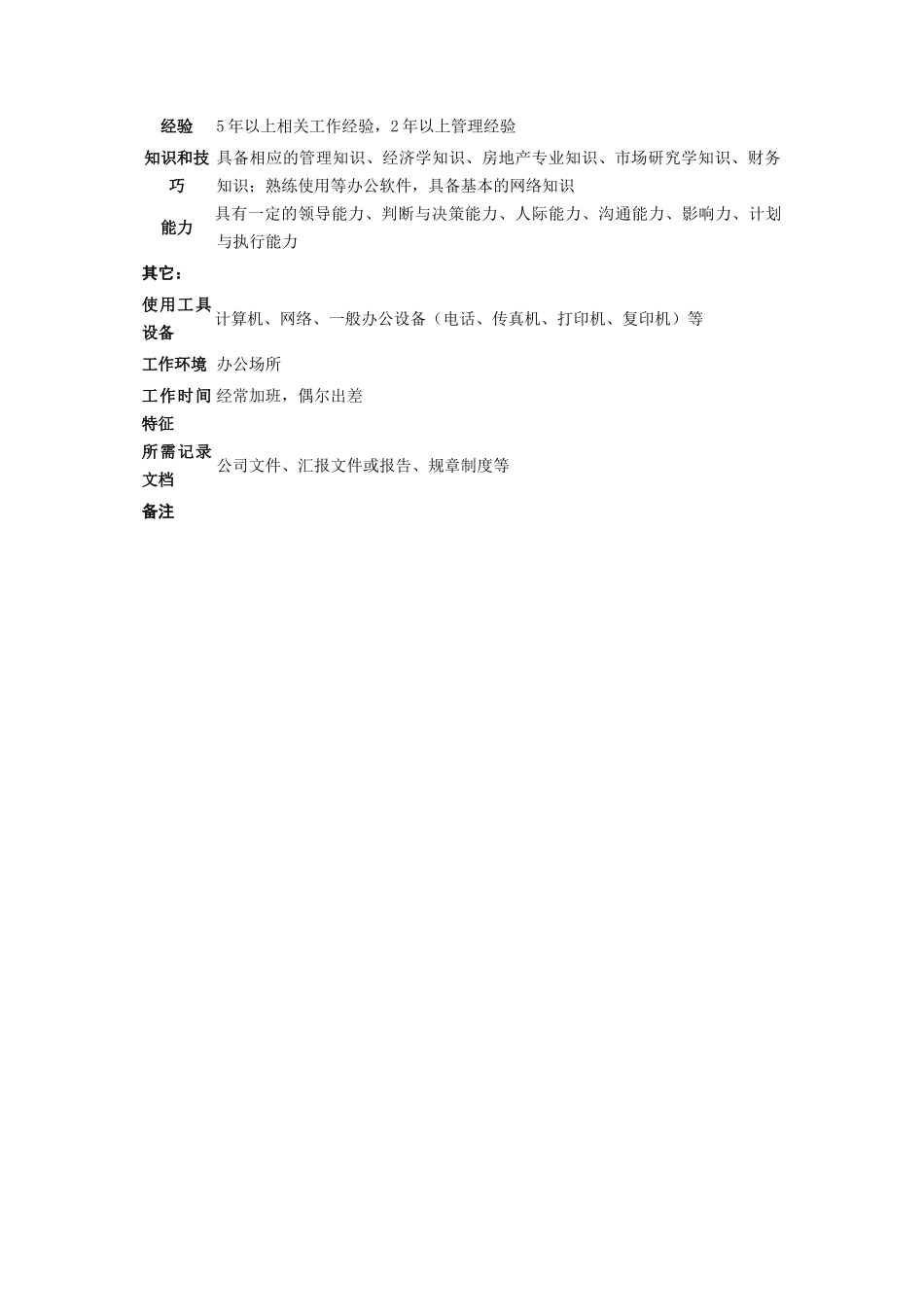 某房地产公司市场营销部职务说明书_第3页