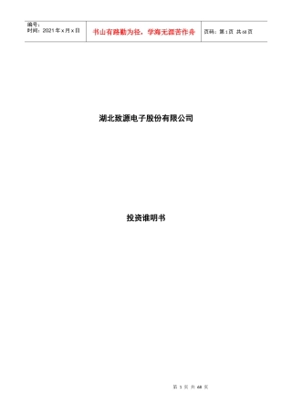湖北致源电子股份有限公司投资说明书--xiejunjun