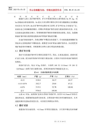 玻利维亚尾矿选矿探索试验