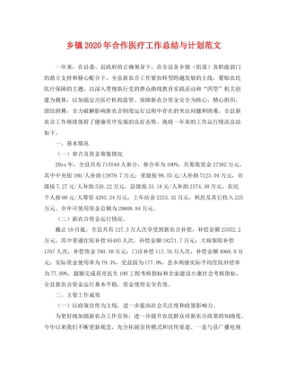 乡镇2020年合作医疗工作总结与计划范文 