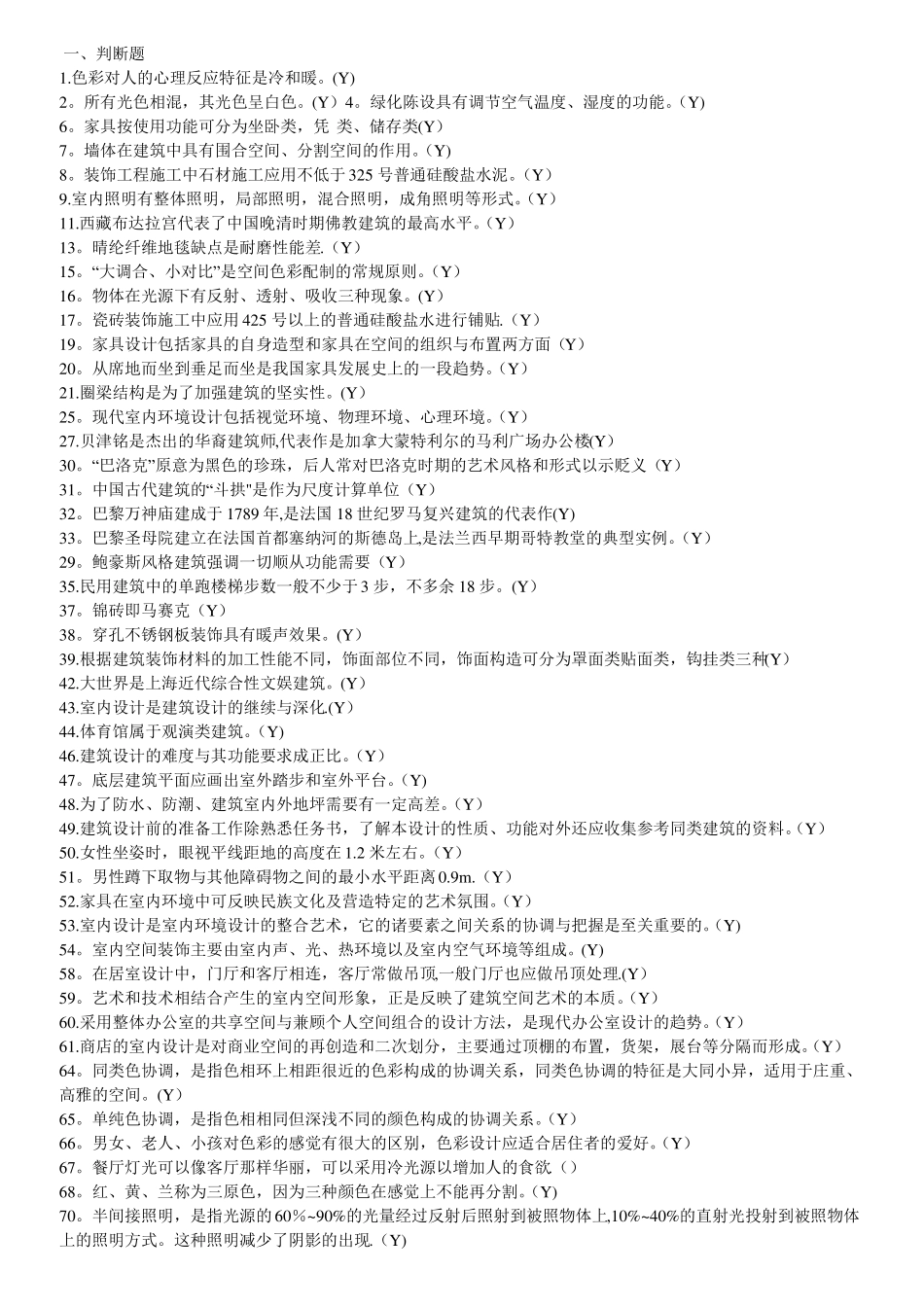 室内装饰设计理论习题-很全_第1页