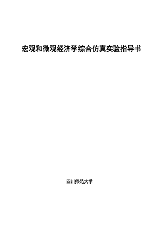 宏观和微观经济学综合仿真试验指导书