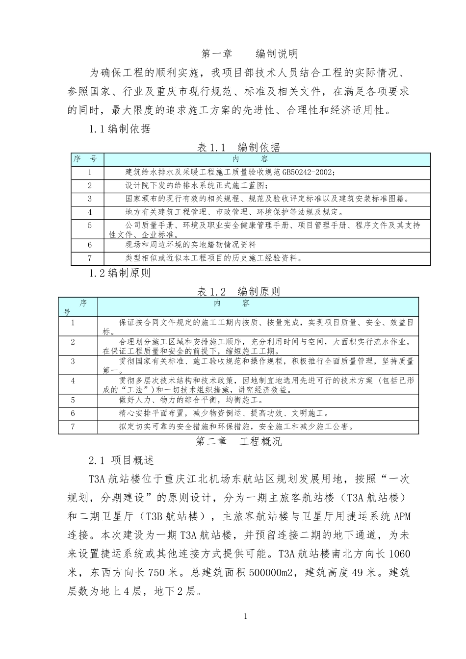 机场给排水施工方案_第1页