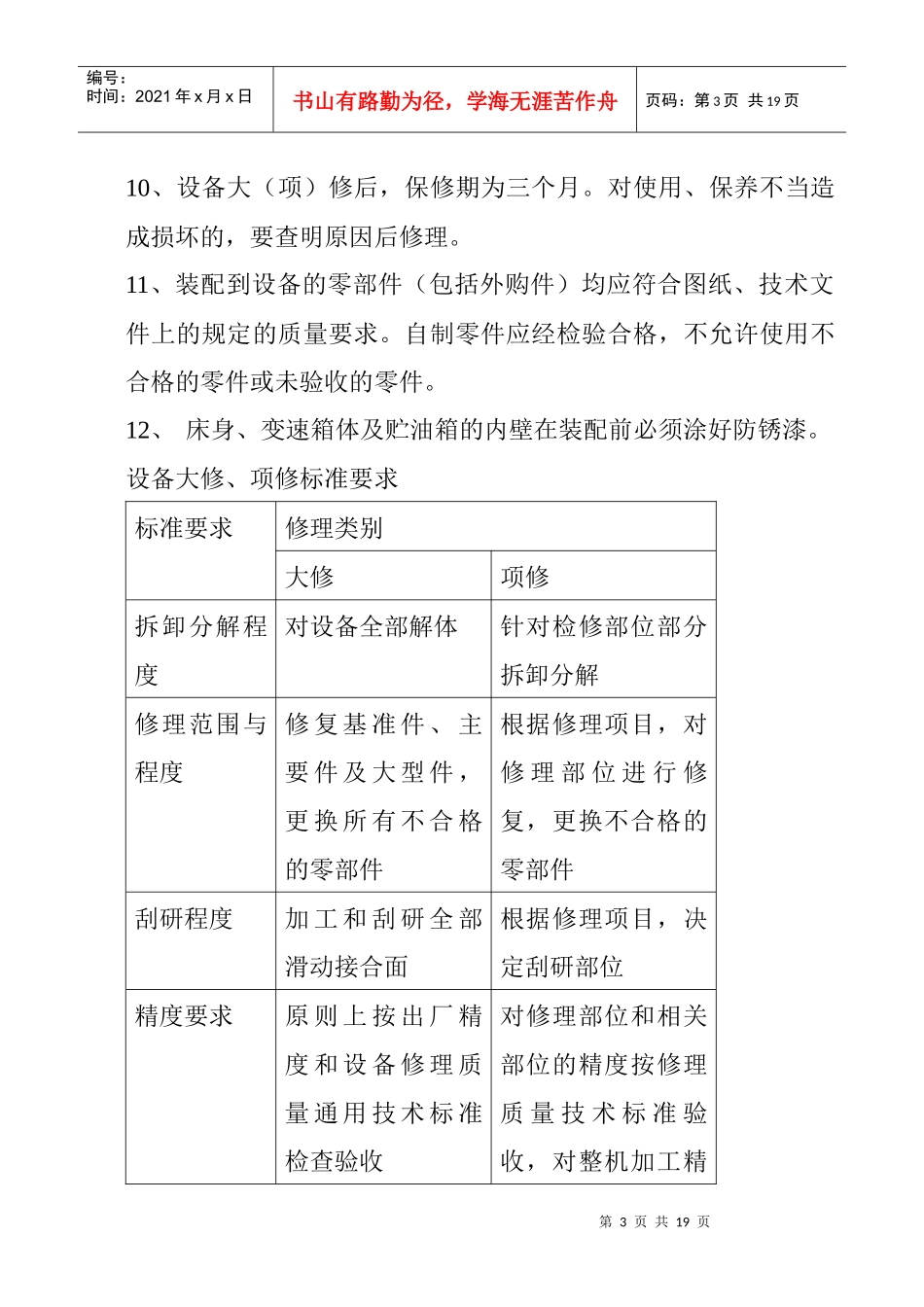 某机械公司设备大项维修技术规程_第3页