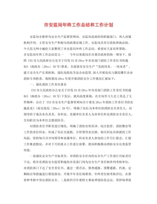 市安监局年终工作总结和工作计划 