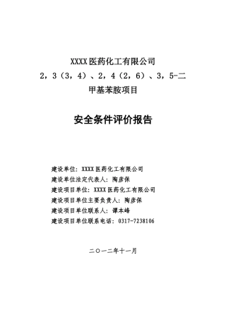河北大鹏医药化工有限公司设立安全评价